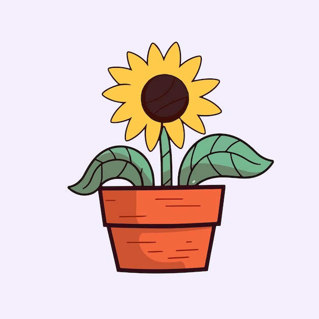 Vector cartoon icon illustration of sunflowers in a pot with a flat style suitable for plants