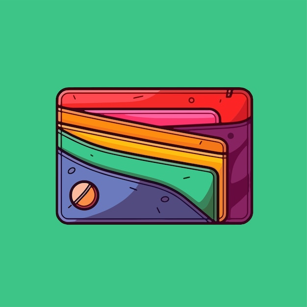 Vector cartoon icon illustration of a wallet storing money and cards flat design for accessories