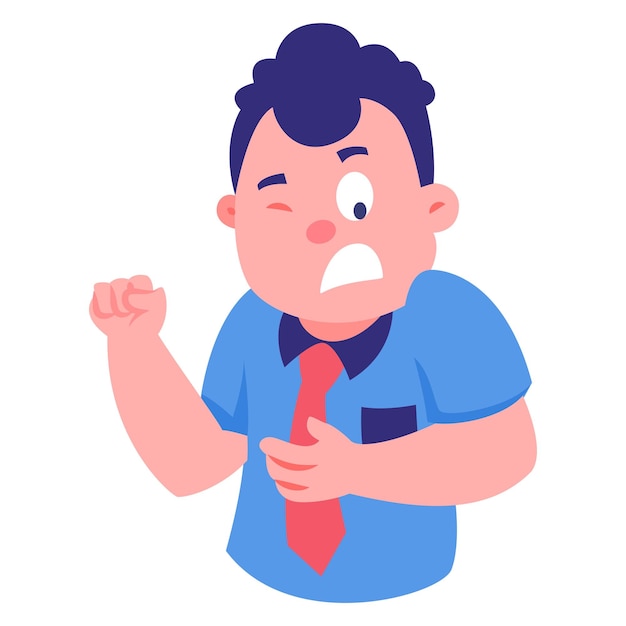 Vector cartoon illustration of an angry boy