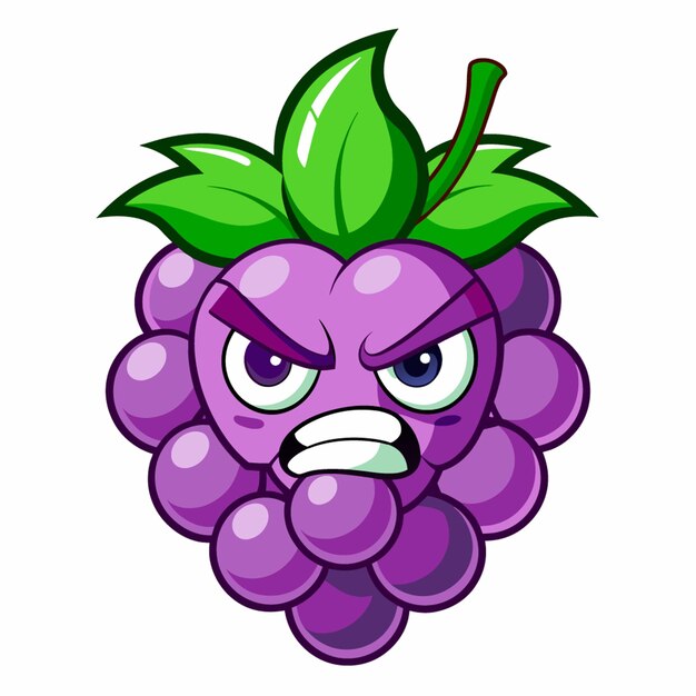 Vector cartoon illustration of An angry grape cluster