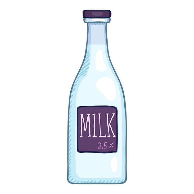 Vector Cartoon Illustration Bottle of Milk