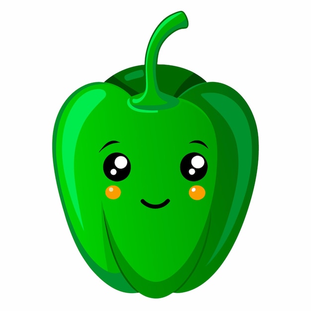 Vector cartoon illustration of A contemplative green pepper