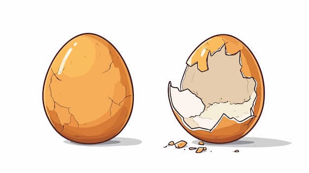 Vector vector cartoon illustration of cracked egg creative and colorful eggshell design