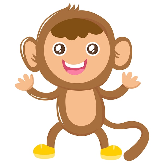 Vector cartoon illustration of cute monkey