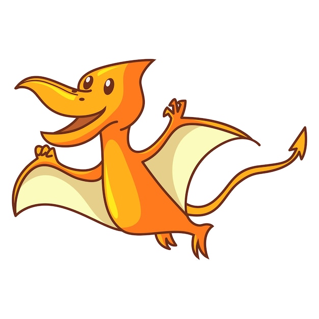 Vector cartoon illustration of cute pteranodon dinosaur flying