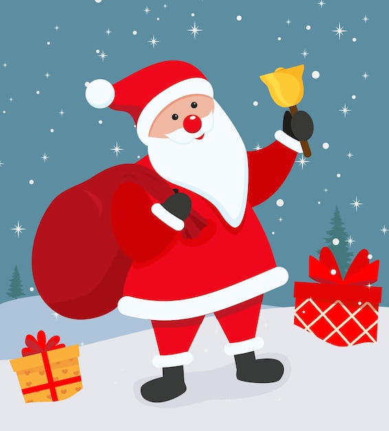 Vector cartoon illustration of cute Santa Claus. christmas greeting card vector illustration design