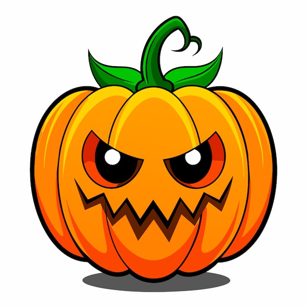 Vector cartoon illustration of A fearful pumpkin on the white background