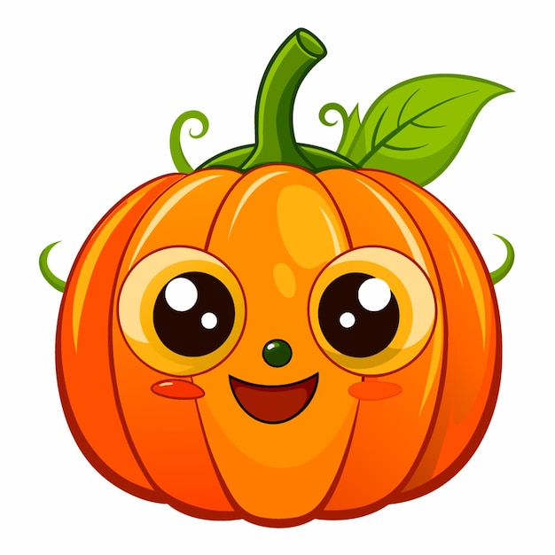 Vector cartoon illustration of An inquisitive pumpkin on the white background