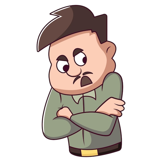 Vector cartoon illustration of man is angry