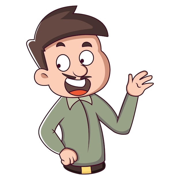 Vector cartoon illustration of man is happy