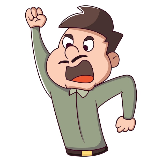 Vector cartoon illustration of man is scared