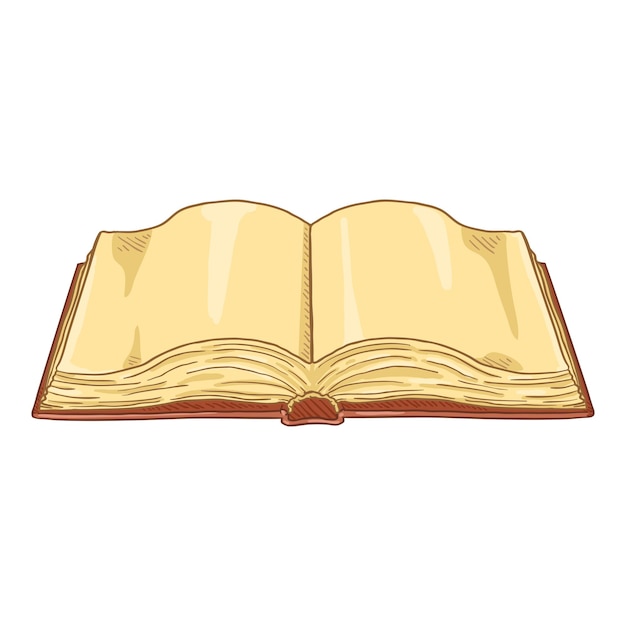 Vector Cartoon Illustration - Open Book With Blank Pages