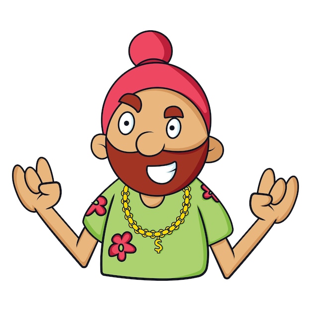 Vector cartoon illustration of Punjabi Sardar