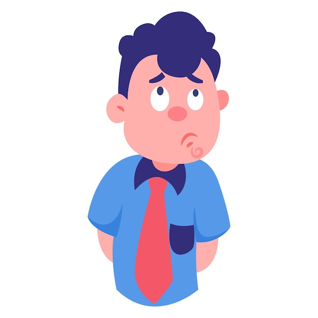 Vector cartoon illustration of a sad boy