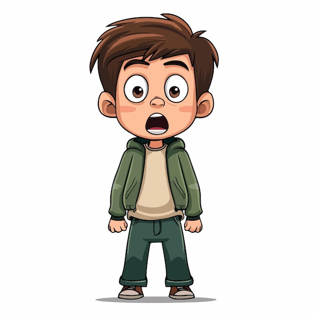 Vector Cartoon Illustration of a Shocked Boy