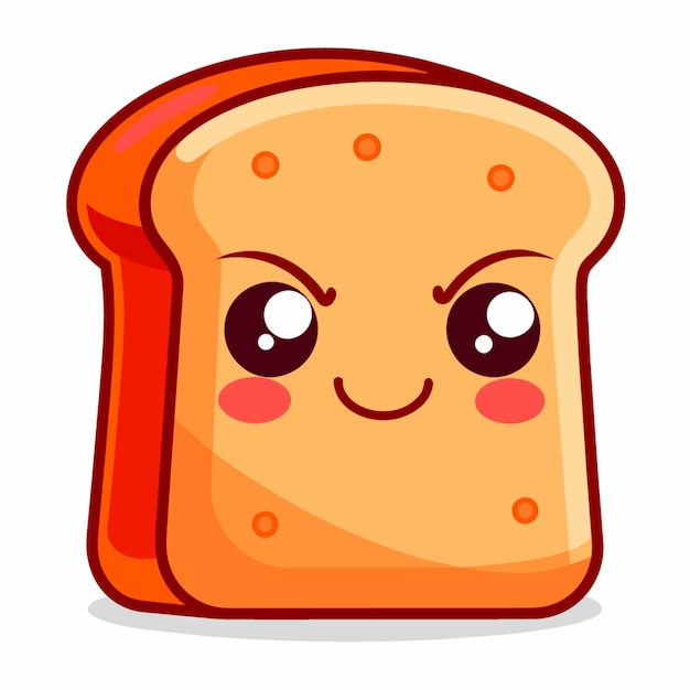 Vector cartoon illustration of A sneering slice of toast