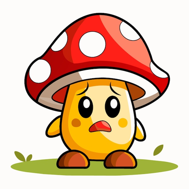 Vector cartoon illustration of A suffering mushroom