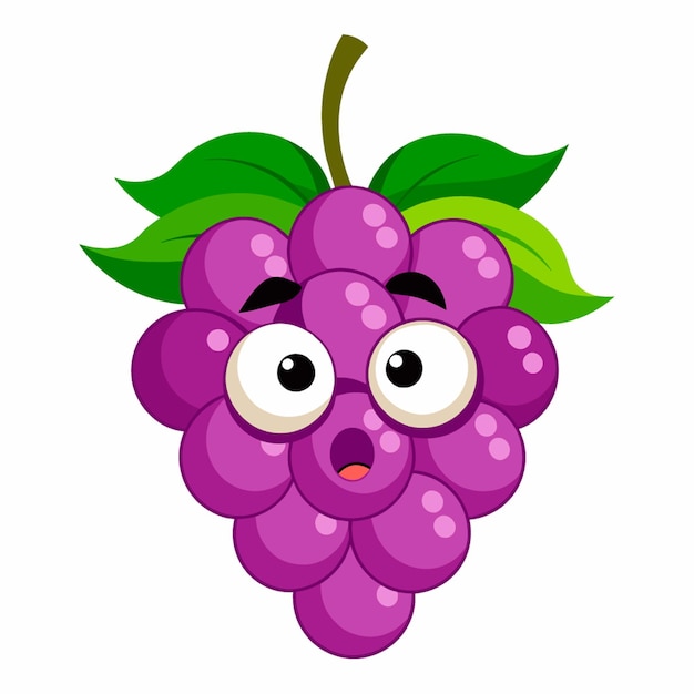 Vector cartoon illustration of A surprised grape cluster