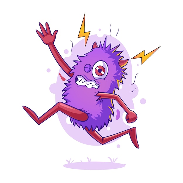 Vector cartoon illustration of sweatty monster