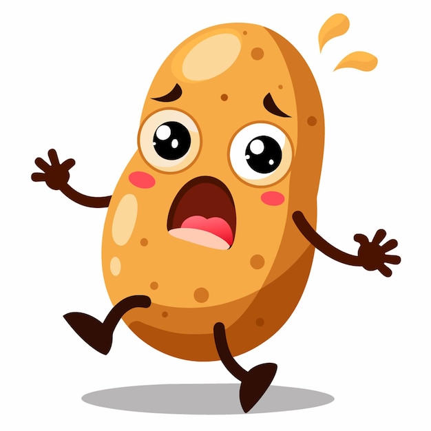 Vector cartoon illustration of A terrified potato