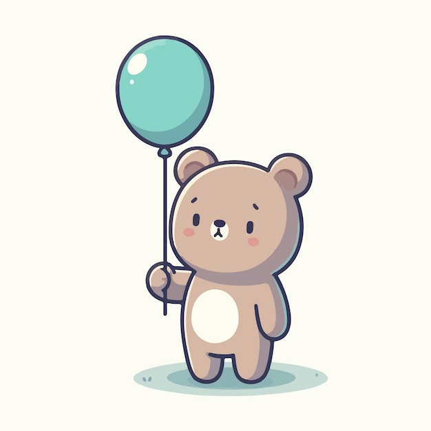 Vector cartoon of a mourning bear carrying a balloon illustration