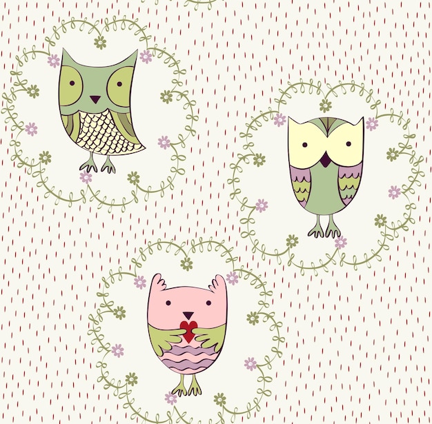 Vector cartoon owls