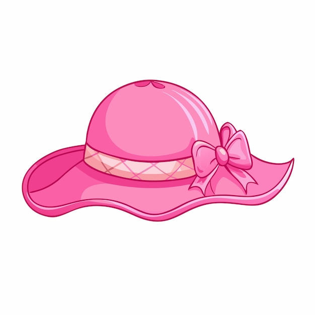 Vector Cartoon Pink Elegance Women Hat isolated on white background 15