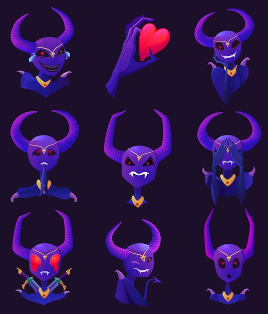 Vector cartoon purple demoness 