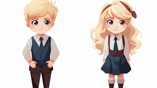 Vector vector cartoon school characters with blond hair