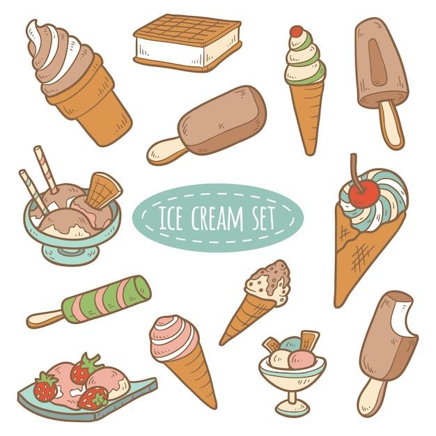 Vector vector cartoon set of ice cream