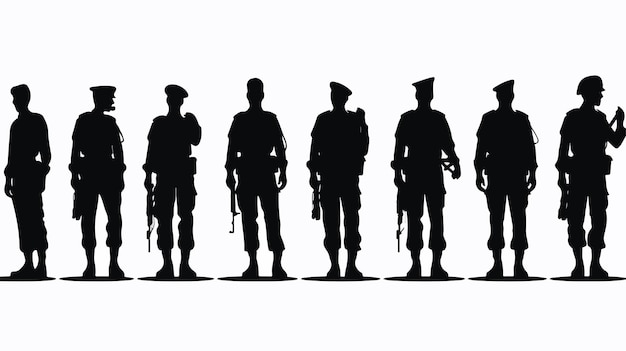 Vector vector cartoon soldier silhouettes collection for design projects