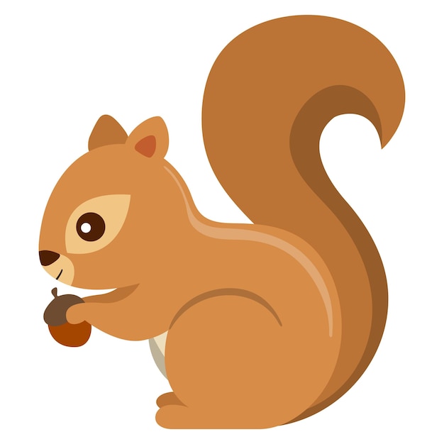 Vector vector cartoon squirrel holding a nut