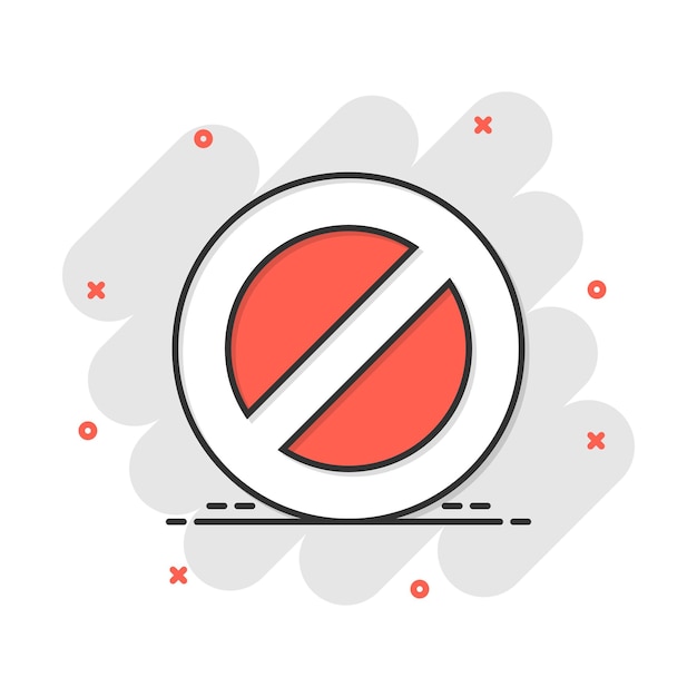 Vector cartoon stop sign icon in comic style Danger symbol concept illustration pictogram Stop alert business splash effect concept