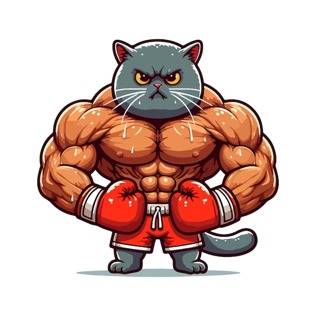 Vector cartoon style cat bodybuilder GYM concept Generative Ai