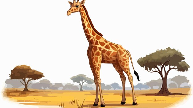 Vector vector cartoon style illustration of giraffe