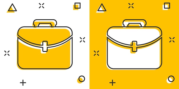 Vector cartoon suitcase icon in comic style Luggage bag sign illustration pictogram Diplomat case business splash effect concept