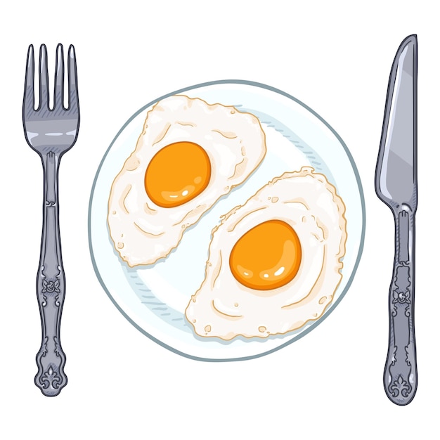 Vector Cartoon Sunnyside Eggs Illustration