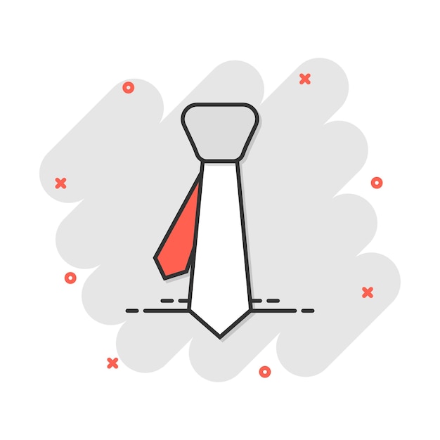 Vector cartoon tie icon in comic style Necktie sign illustration pictogram Tie business splash effect concept