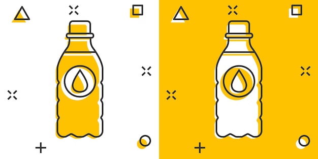 Vector cartoon water bottle icon in comic style Bottle illustration pictogram Water plastic container business splash effect concept