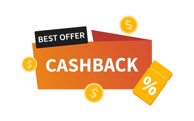 Vector cashback label Business cash back icon Return of money from purchases Modern cashback bunner Best offer