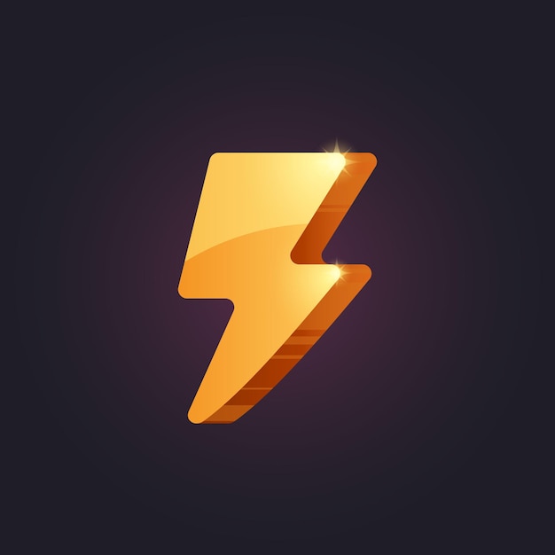 Vector casual game power icon. Isolated golden symbol. GUI UI for web or app. Interface element. Vector