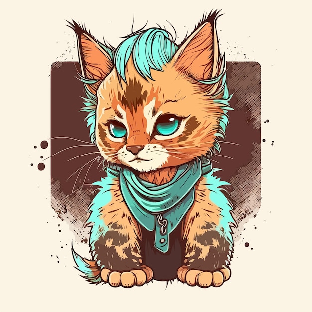 Vector cat character for tshirt design