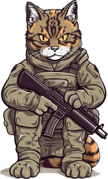 Vector cat wearing soldier suits