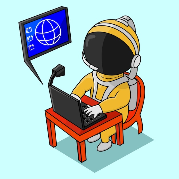 vector character, astronaut at work, suitable for flayer, banner, logo, t-shirt needs, and others