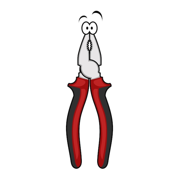 Vector character Pliers red and black color on white background