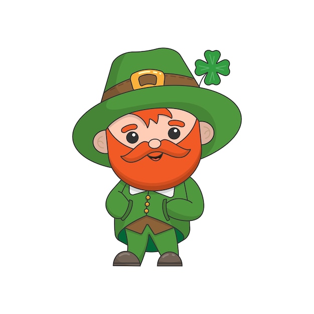 Vector character for St Patrick's day Leprechaun on a white background A man with a red beard