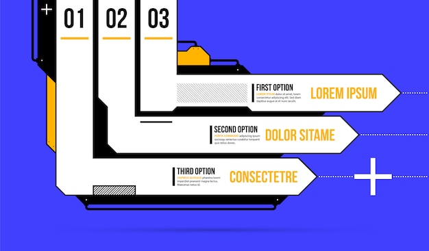 Vector chart. Three directional arrows/options 