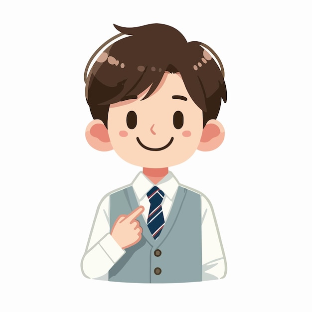 Vector a cheerful schoolboy character with a simple and minimalist flat design style