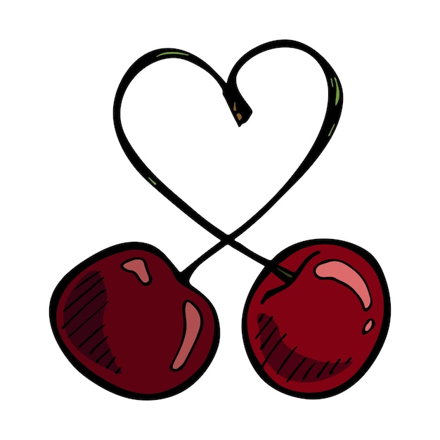 Vector cherry clipart Hand drawn berry icon Fruit illustration