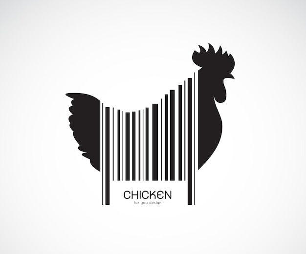 Vector of chicken on the body is a barcode Farm Animals Chicken design